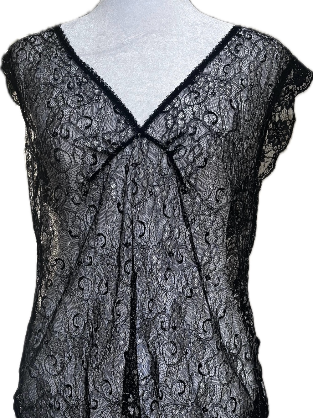 Vintage The Limited Black Sheer Lace V-Neck Tank